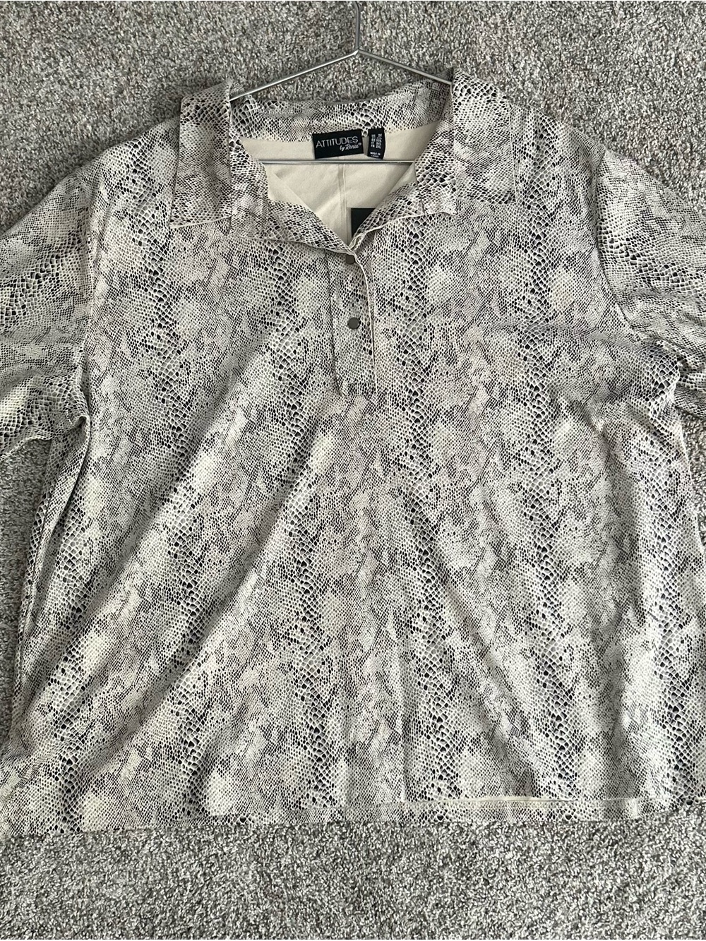 Attitudes by Renee Women’s Snake-Print Shirt in Beige/Gray
